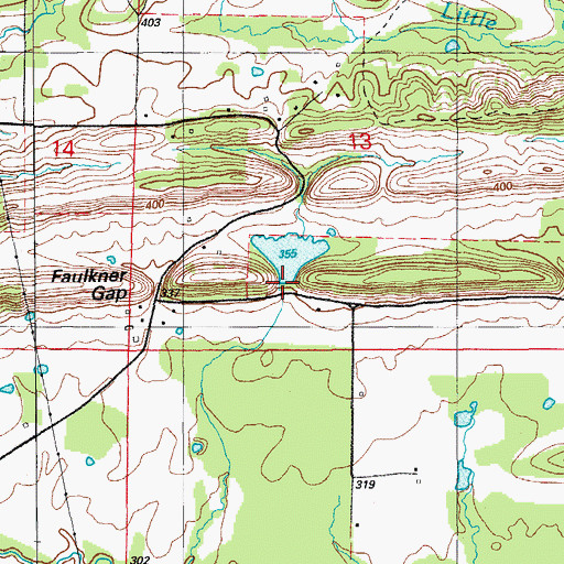 Topographic Map of Brushlake Dam, AR