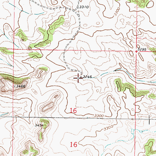 Topographic Map of 01S43E16ABCC01 Well, MT
