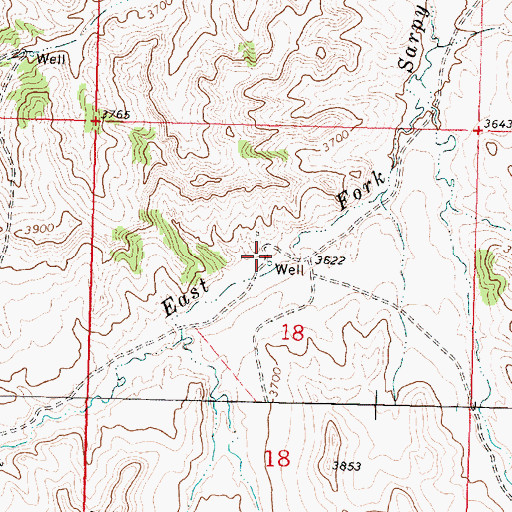 Topographic Map of 01S39E18BDAD01 Well, MT