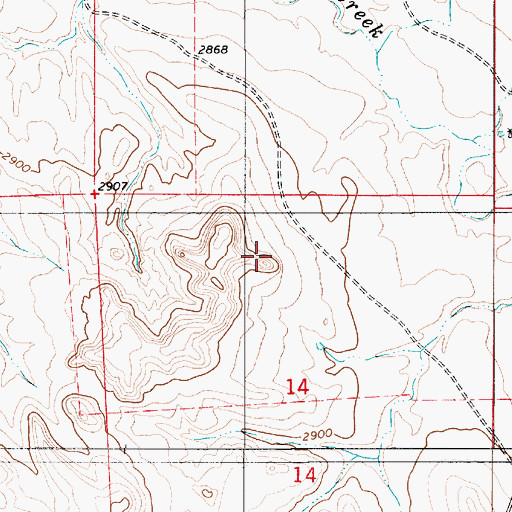 Topographic Map of 03S54E10DDBD01 Well, MT