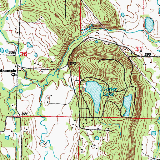 Topographic Map of Carter Lake Dam, AR
