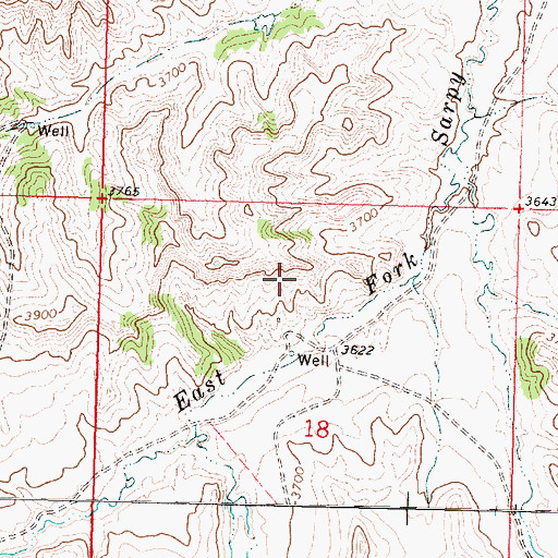 Topographic Map of 01S39E18BDAA01 Well, MT