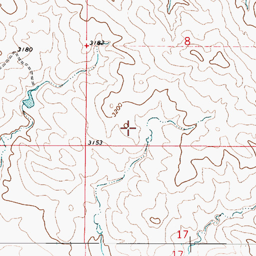 Topographic Map of 01S52E08CCDA01 Well, MT