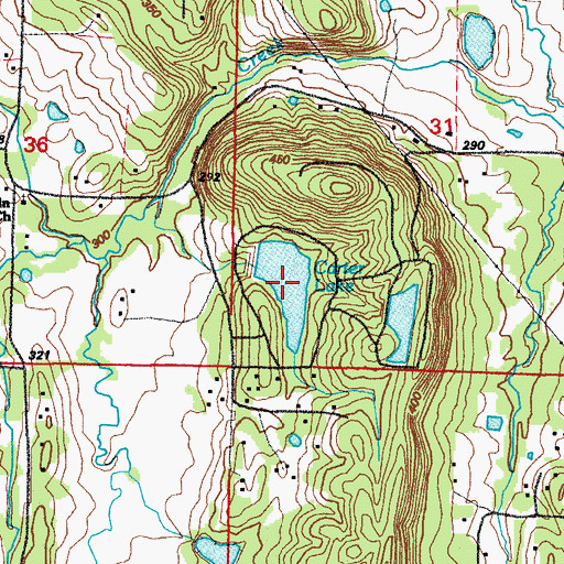 Topographic Map of Carter Lake, AR