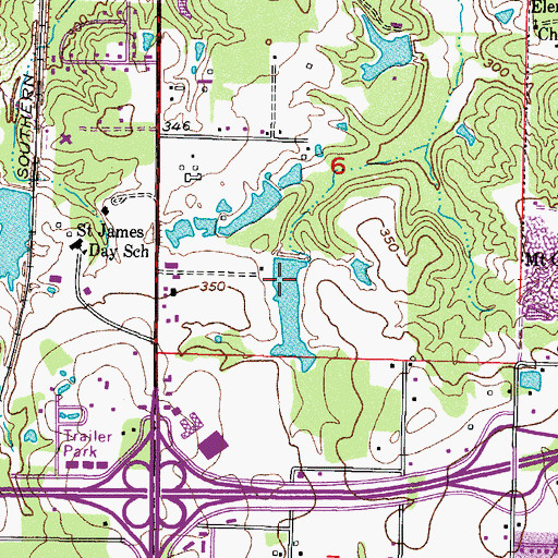 Topographic Map of Mitchell Lake, AR