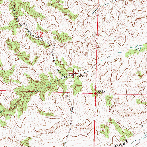 Topographic Map of 01S38E12DDBD01 Well, MT