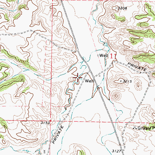 Topographic Map of 01S43E11CBDA01 Well, MT