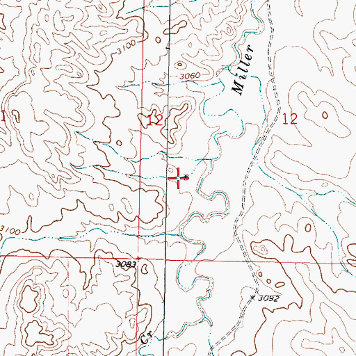 Topographic Map of 01S42E12CBDC01 Well, MT