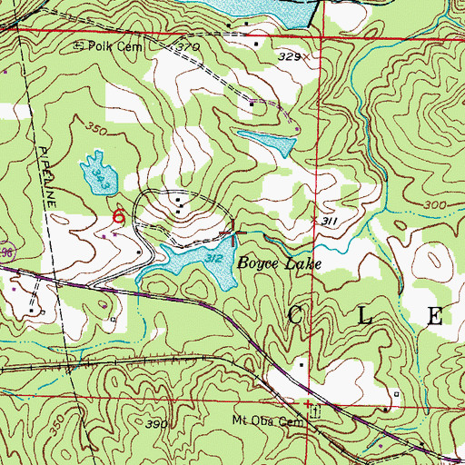 Topographic Map of Boyce Lake Dam, AR