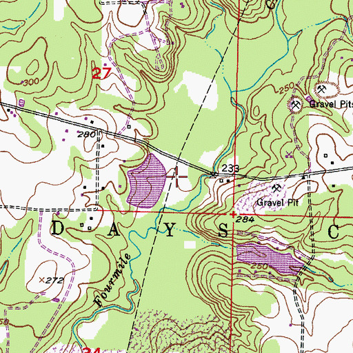 Topographic Map of Davis Lake Dam Number Two, AR