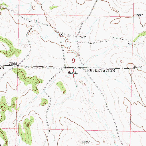 Topographic Map of 01S38E09CAAA02 Well, MT