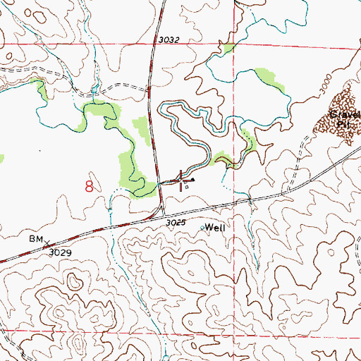 Topographic Map of 01S42E08ADCD01 Well, MT