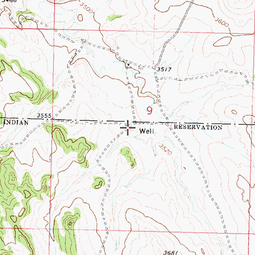 Topographic Map of 01S38E09CAAA01 Well, MT
