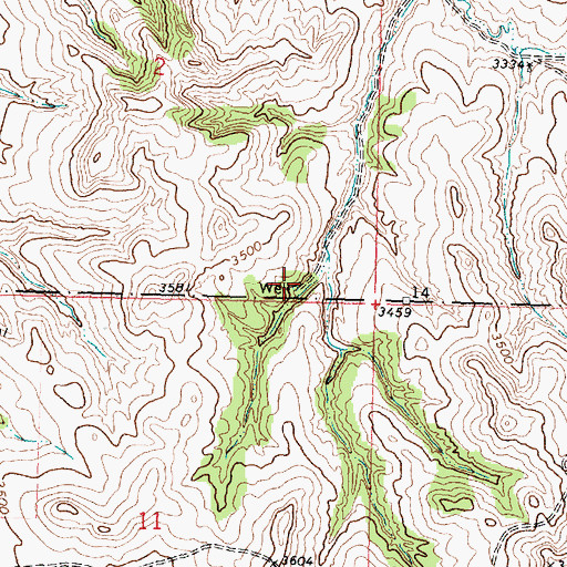 Topographic Map of 01S36E02DDCD01 Well, MT