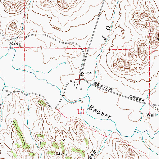 Topographic Map of 01S45E10BADD01 Well, MT