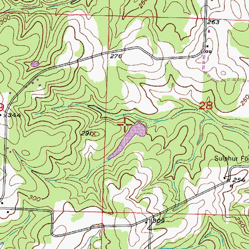 Topographic Map of R Jones Lake Dam, AR