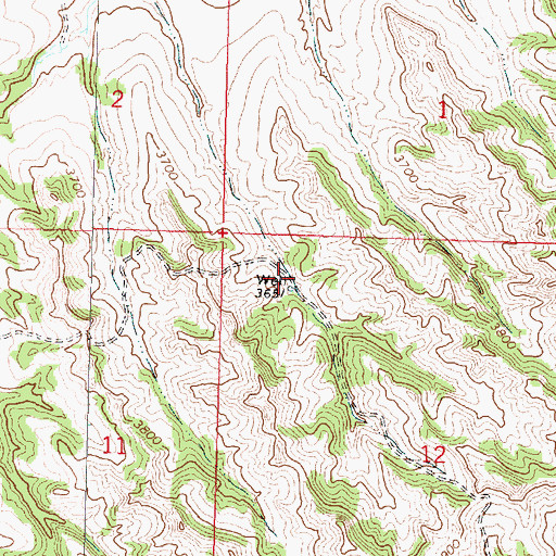 Topographic Map of 01S38E12BBDB01 Well, MT
