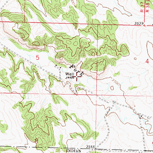 Topographic Map of 01S38E05DDB_01 Well, MT