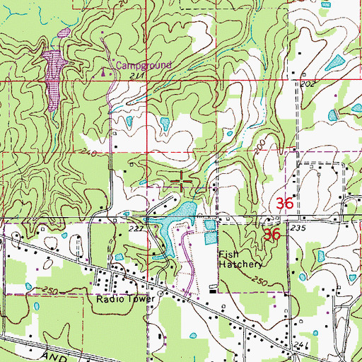 Topographic Map of Bradley County Lake Dam, AR