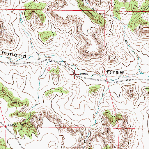 Topographic Map of 01S44E04DBAA01 Well, MT