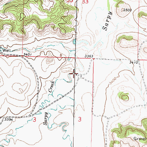 Topographic Map of 01S37E03AABD01 Well, MT