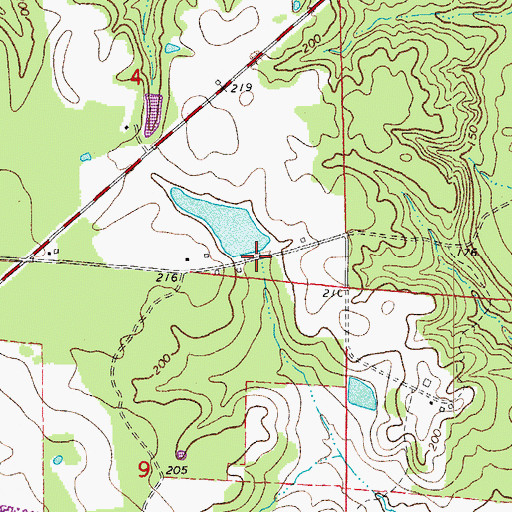 Topographic Map of Harrell Lake Dam, AR