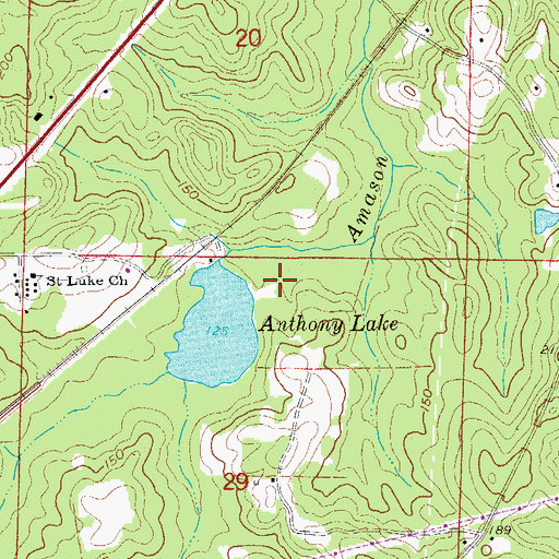 Topographic Map of Anthony Lake Dam, AR