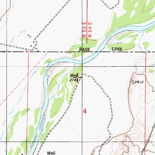 Topographic Map of 01S54E04BADD01 Well, MT