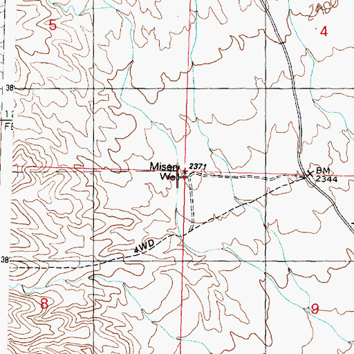 Topographic Map of Misery Well, AZ