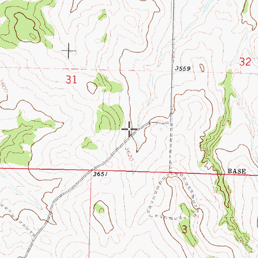 Topographic Map of 01N38E31DDBA01 Well, MT