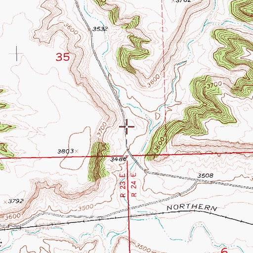 Topographic Map of 01N23E35DDBD01 Well, MT
