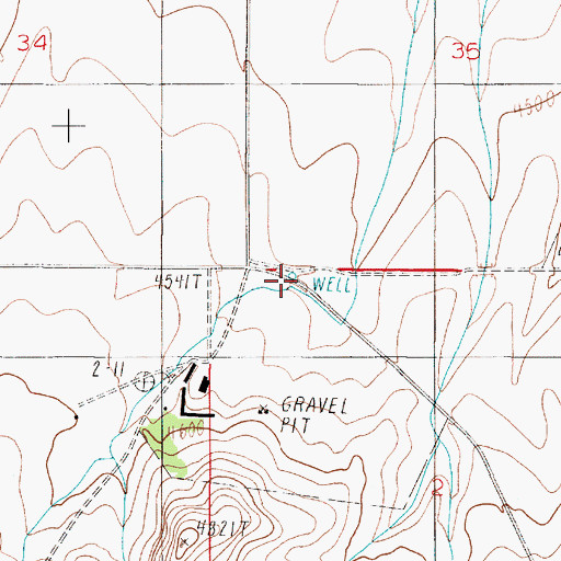 Topographic Map of 01S01E02BBAB01 Well, MT