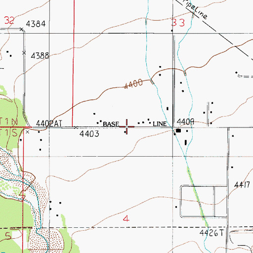 Topographic Map of 01N04E33CDCC01 Well, MT