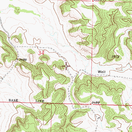 Topographic Map of 01N37E34DACB01 Well, MT