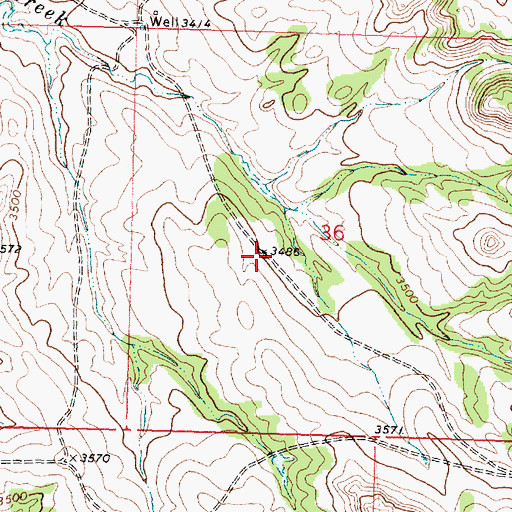 Topographic Map of 01N36E36CABA01 Well, MT