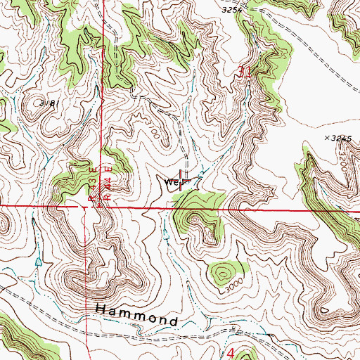 Topographic Map of 01N44E31CDCB01 Well, MT