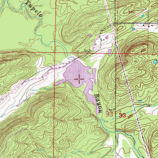 Topographic Map of Tupelo Bayou Site One Dam, AR