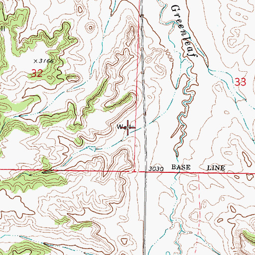 Topographic Map of 01N43E32DDAA01 Well, MT