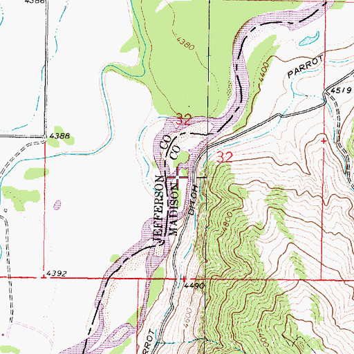 Topographic Map of 01N04W32DBC_01 Spring, MT