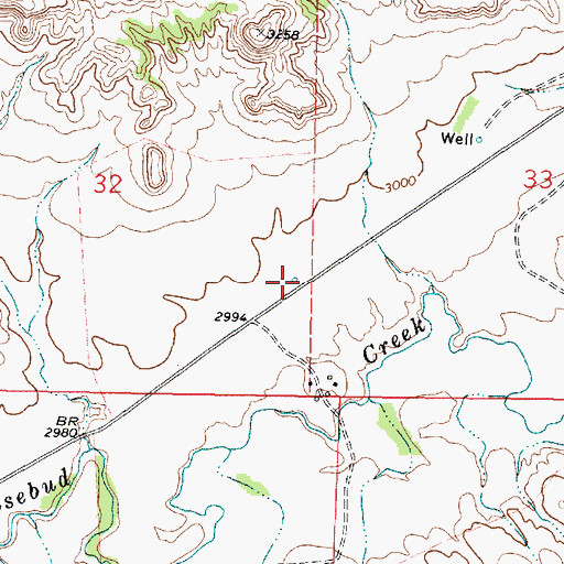 Topographic Map of 01N42E32DADD01 Well, MT