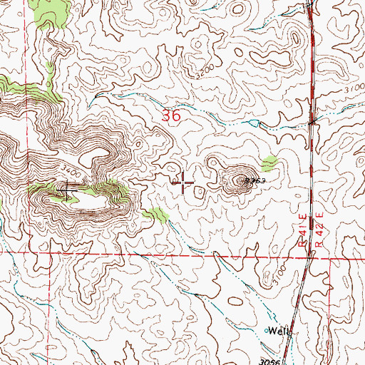 Topographic Map of 01N41E36DCBA01 Well, MT