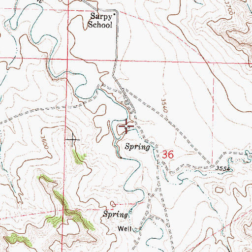 Topographic Map of 01N38E36BDBD01 Well, MT