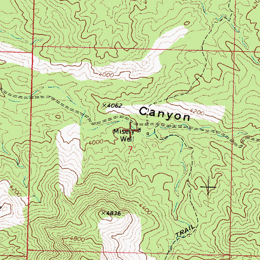 Topographic Map of Misery Well, AZ