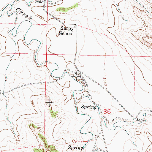 Topographic Map of 01N38E36BACD01 Well, MT