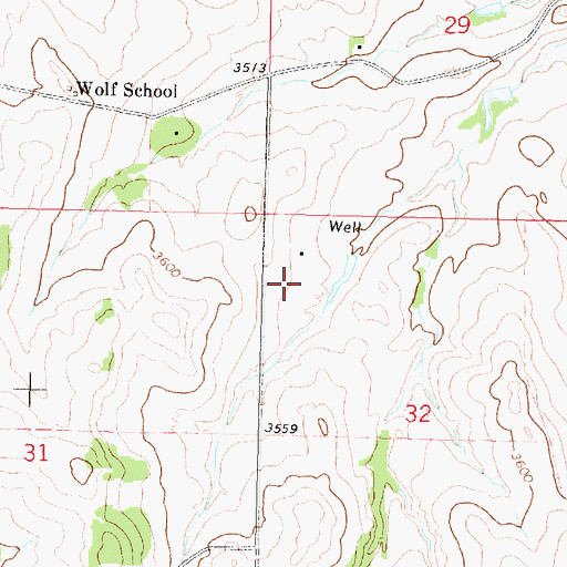 Topographic Map of 01N38E32BACB01 Well, MT