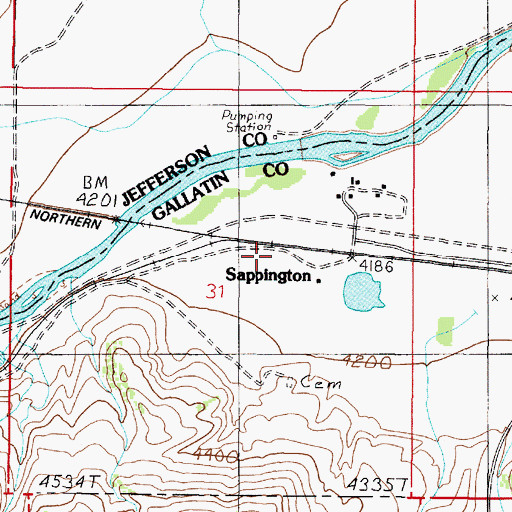 Topographic Map of 01N01W31BDDA01 Well, MT