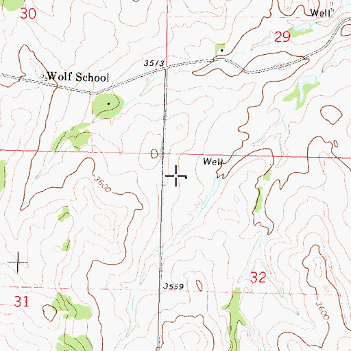 Topographic Map of 01N38E32BABC01 Well, MT