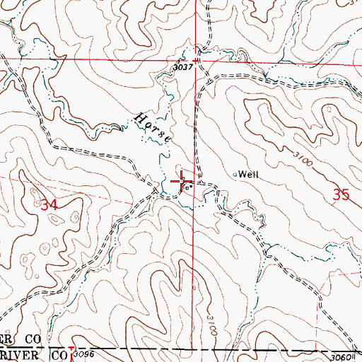 Topographic Map of 01N51E34ADDA01 Well, MT