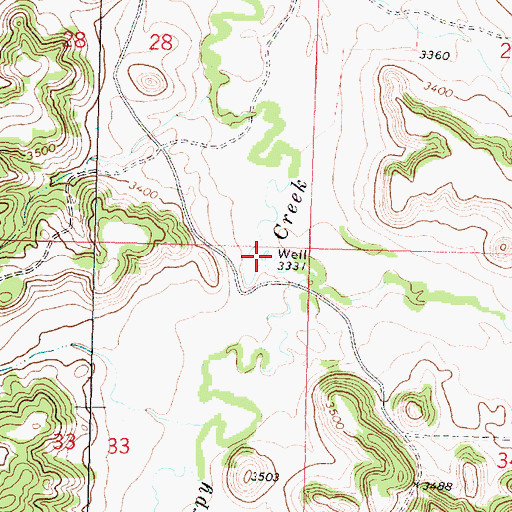 Topographic Map of 01N37E33AAAB01 Well, MT