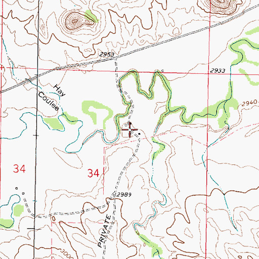Topographic Map of 01N42E34ACAB01 Well, MT